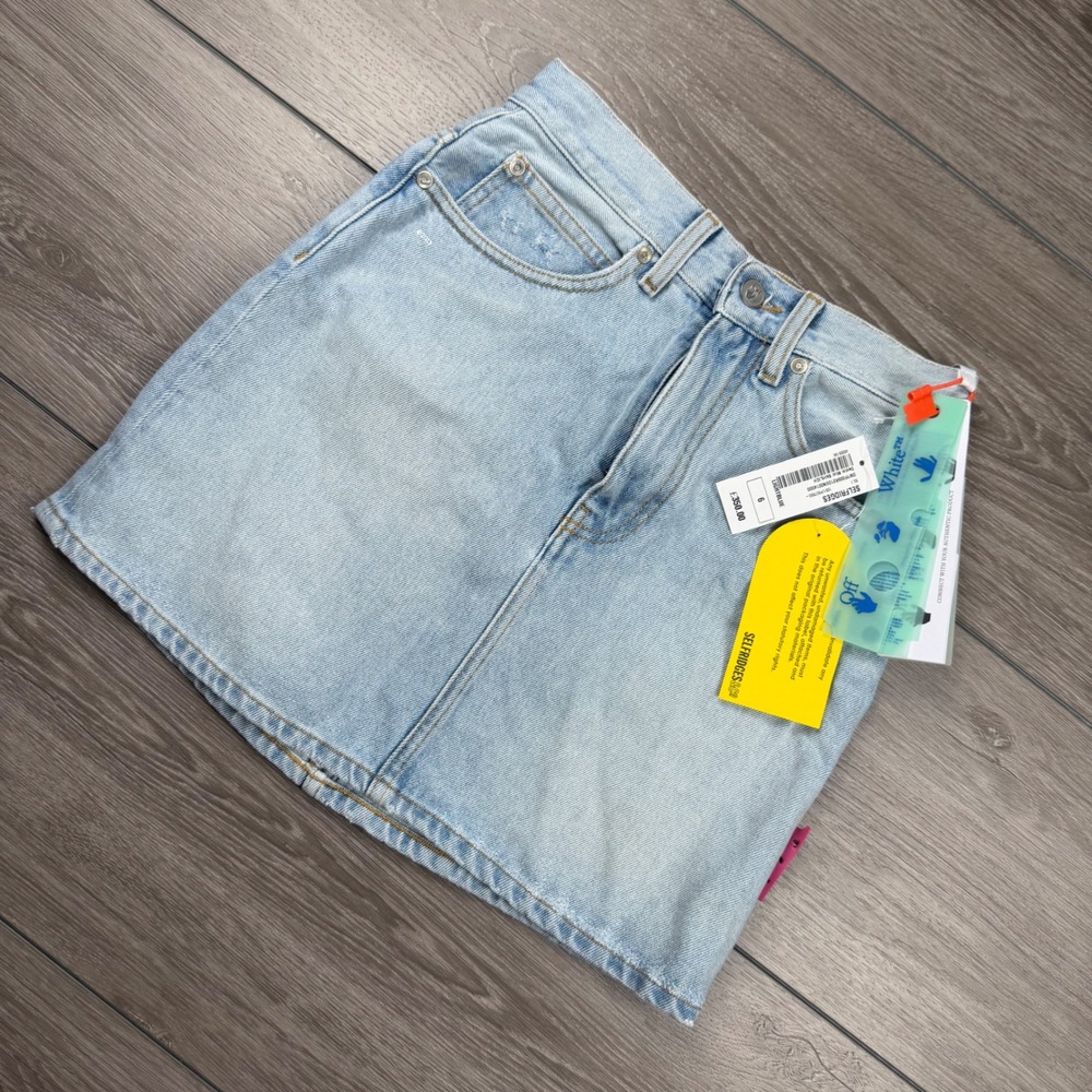 Off-White Women Denim Mini Skirt Light Blue Size 38